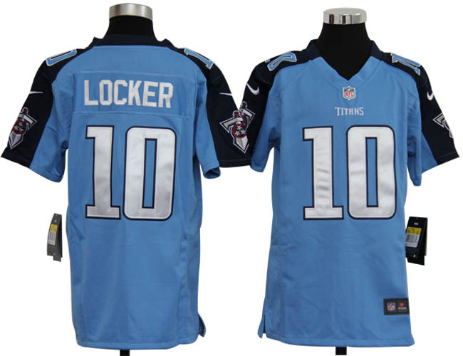 Tennessee Titans 10 Jake Locker Light Blue youths Team Nike Game Jersey